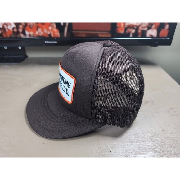 Vintage Maritime Tire Ltd Mesh Trucker Style Snapback Hat Retro 80's Brown Auto - Picture 5 of 9